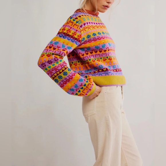NWT- Free People Multicolor Knit wool Sweater brand new - Picture 5 of 16